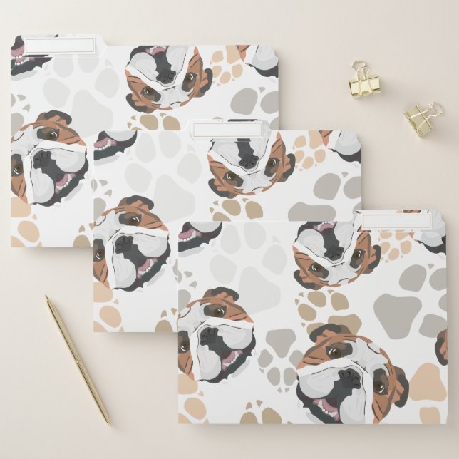 Dog paws pattern English Bulldog File Folder (Set)
