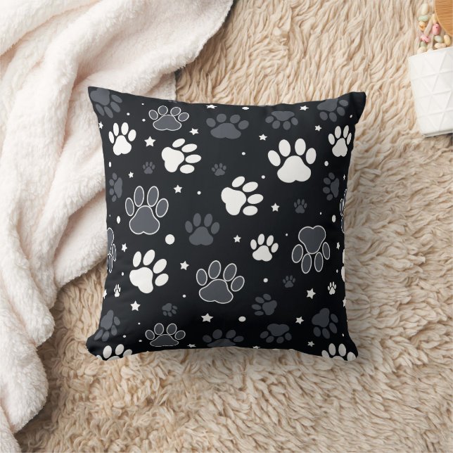 Dog Paws Pattern – Funny Gift for Pet Lovers Throw Pillow (Blanket)