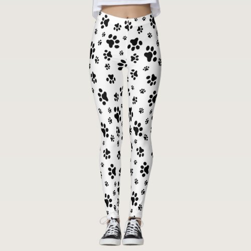 Dog Paws Pattern Print Leggings