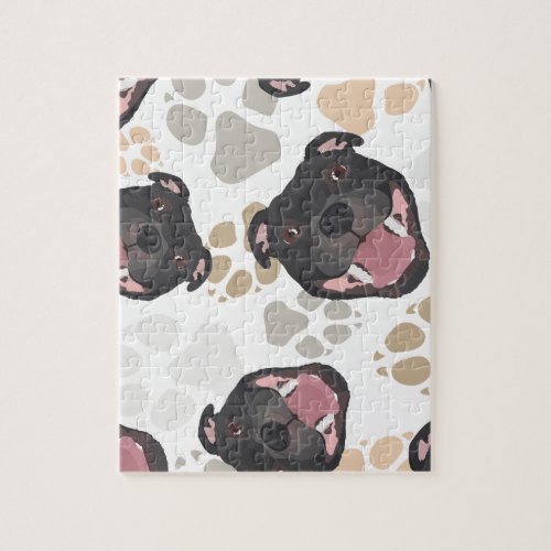 Dog paws pattern Staffordshire Bull Terrier Jigsaw Puzzle