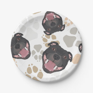 Dog paws pattern Staffordshire Bull Terrier Paper Plates
