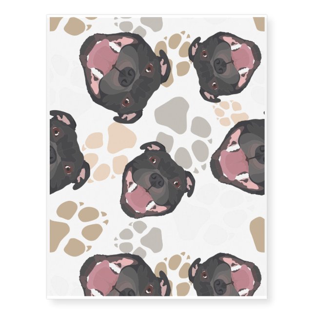 Dog paws pattern Staffordshire Bull Terrier Temporary Tattoos (Front)