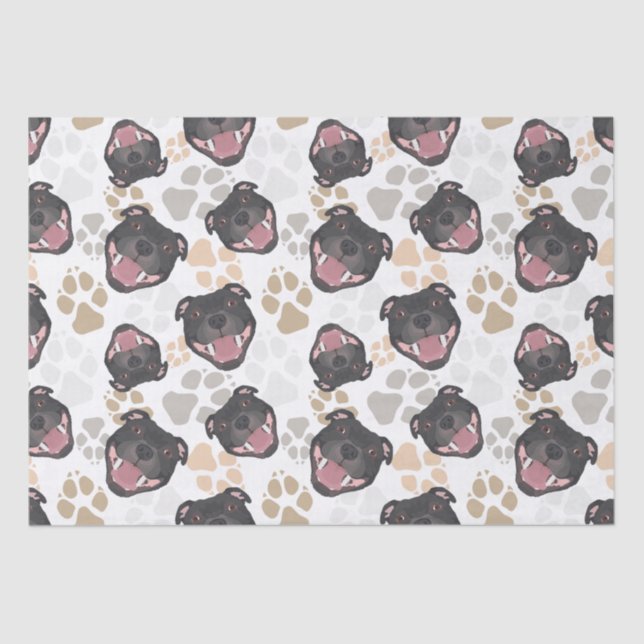 Dog paws pattern Staffordshire Bull Terrier Tissue Paper (Front)