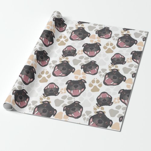 Dog paws pattern Staffordshire Bull Terrier Wrapping Paper