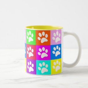 “Dog Paws Pop Art” Fleece Blanket Two-Tone Coffee Mug