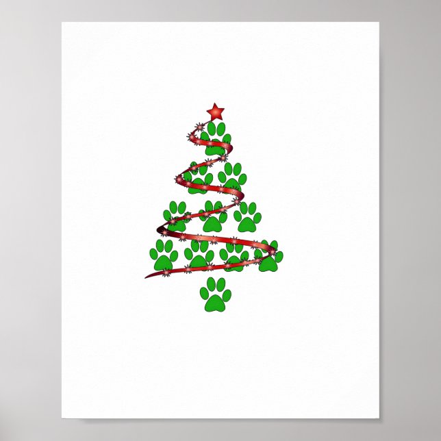 Dog Paws Print Christmas Tree for Dog Lovers  (Front)