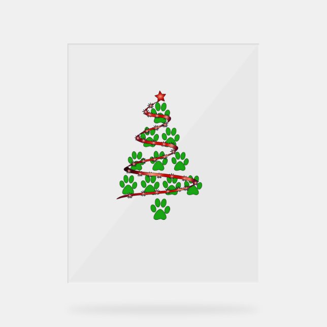 Dog Paws Print Christmas Tree for Dog Lovers  Acrylic Sign (Front)