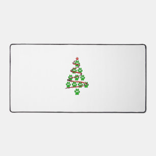 Dog Paws Print Christmas Tree for Dog Lovers Desk Mat