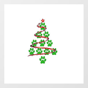 Dog Paws Print Christmas Tree for Dog Lovers Floor Decals
