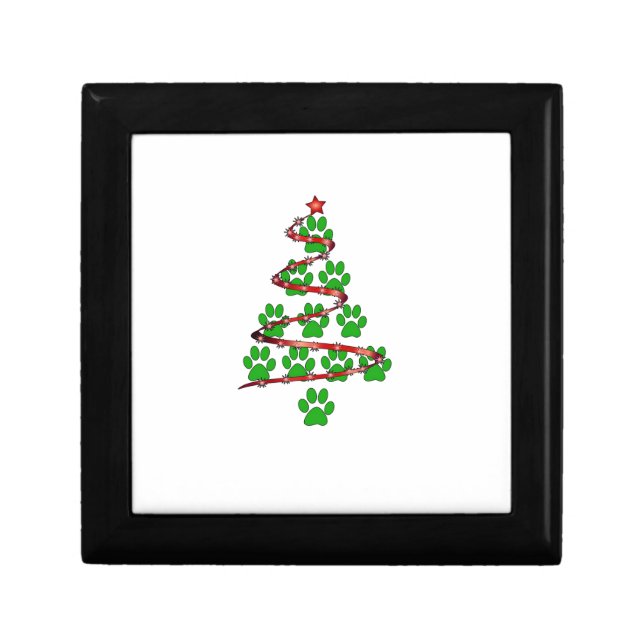 Dog Paws Print Christmas Tree for Dog Lovers  Gift Box (Front)