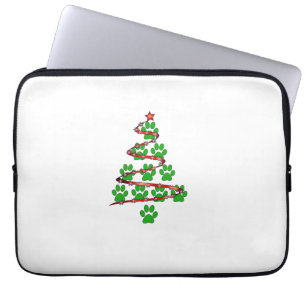 Dog Paws Print Christmas Tree for Dog Lovers Laptop Sleeve