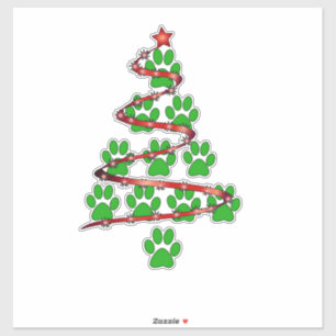 Dog Paws Print Christmas Tree for Dog Lovers  Sticker