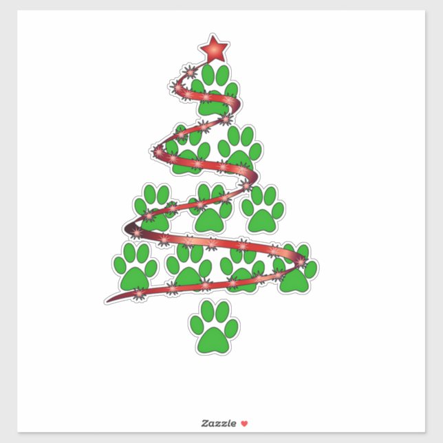 Dog Paws Print Christmas Tree for Dog Lovers  Sticker (Sheet)
