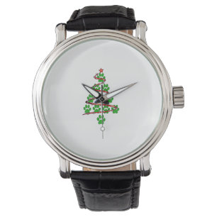 Dog Paws Print Christmas Tree for Dog Lovers Watch