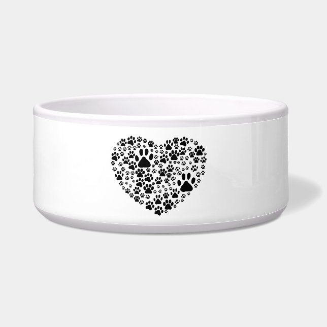 Dog Paws, Puppy Paws, Animal Paws, Heart, Pet Bowl (Front)