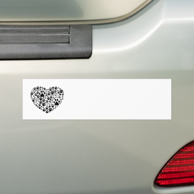 Dog Paws, Puppy Paws, Animal Paws, Heart, Pet Bumper Sticker (On Car)
