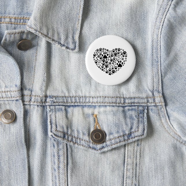 Dog Paws, Puppy Paws, Animal Paws, Heart, Pet Button (In Situ)