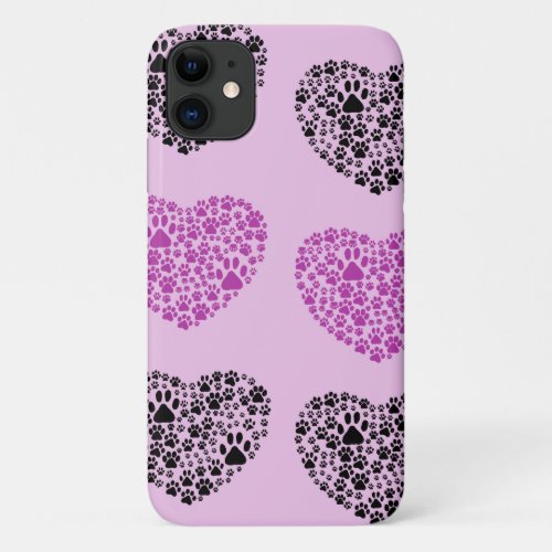 Dog Paws Puppy Paws Animal Paws Heart Pet iPhone 11 Case