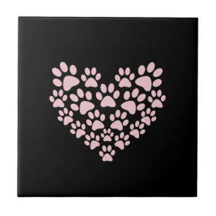 Dog Paws, Puppy Paws, Animal Paws, Heart, Pet Ceramic Tile