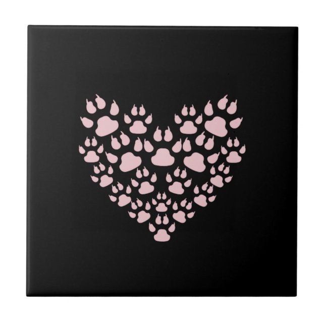 Dog Paws, Puppy Paws, Animal Paws, Heart, Pet Ceramic Tile (Front)