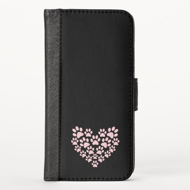 Dog Paws, Puppy Paws, Animal Paws, Heart, Pet iPhone Wallet Case (Front)