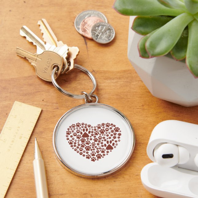 Dog Paws, Puppy Paws, Animal Paws, Heart, Pet Keychain (Desk)