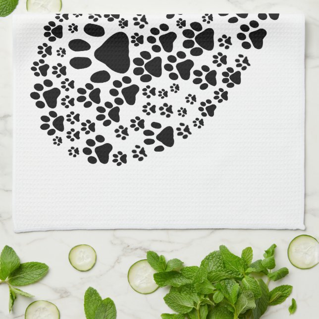 Dog Paws, Puppy Paws, Animal Paws, Heart, Pet Kitchen Towel (Folded)