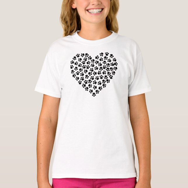 Dog Paws, Puppy Paws, Animal Paws, Heart, Pet  T-Shirt (Front)