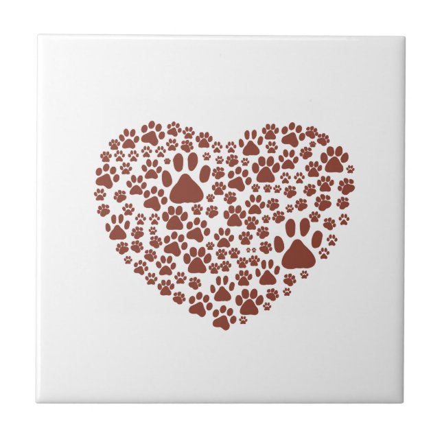 Dog Paws, Puppy Paws, Animal Paws, Heart, Pet Tile (Front)