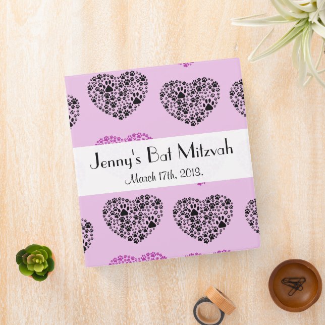 Dog Paws, Puppy Paws, Heart, Pet, Bat Mitzvah Binder (In Situ)