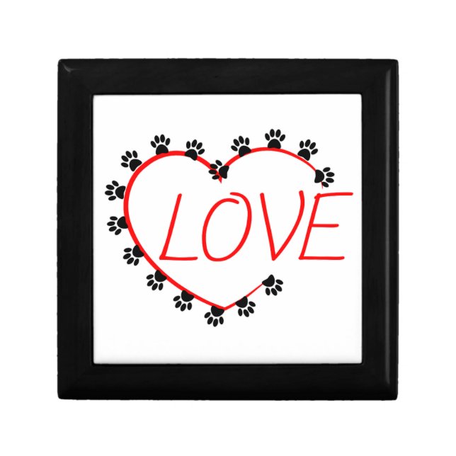 Dog Paws Red Heart Love Gift Box (Front)