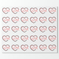 Heart and Paw Print Valentine's Day Wrapping Paper