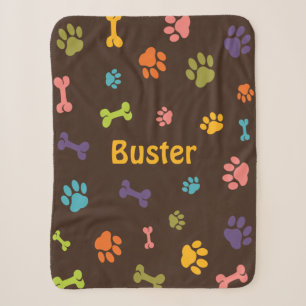 Dog Paws Sherpa Dog Blanket