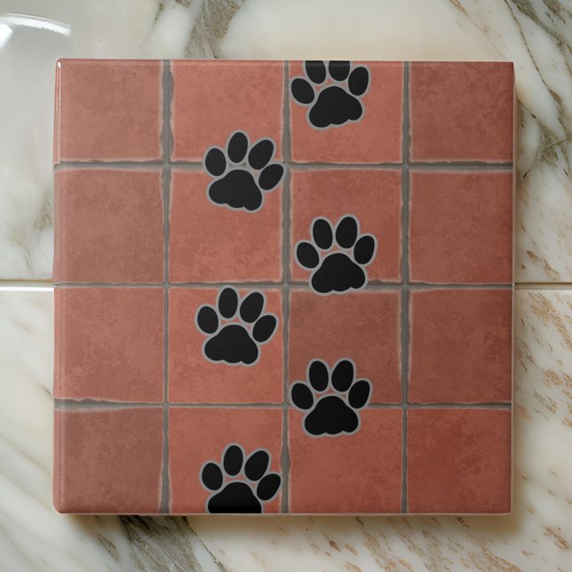 Dog Paws Terracotta Floor Trail of Paws |   Ceramic Tile (Creator Uploaded)