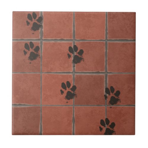 Dog Paws Terracotta Paw Tracks    Ceramic Tile