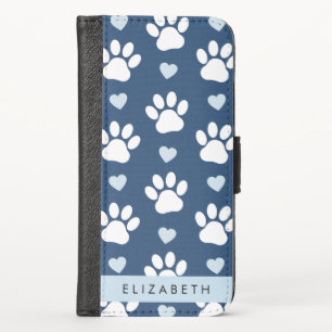 Dog Paws, White Paws, Blue Hearts, Your Name iPhone X Wallet Case