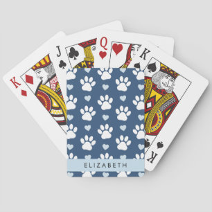Dog Paws, White Paws, Blue Hearts, Your Name Poker Cards