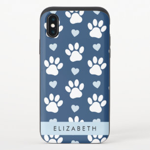 Dog Paws, White Paws, Blue Hearts, Your Name iPhone X Slider Case