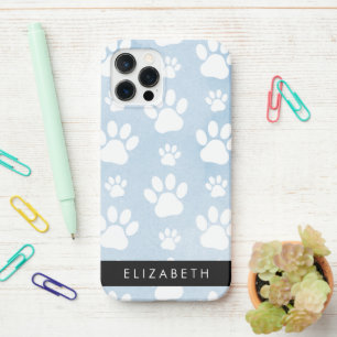 Dog Paws, White Paws, Blue Watercolors, Your Name iPhone 12 Pro Case