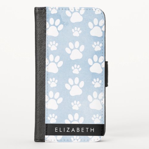 Dog Paws White Paws Blue Watercolors Your Name iPhone X Wallet Case