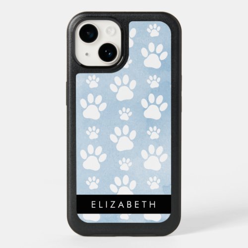 Dog Paws White Paws Blue Watercolors Your Name OtterBox iPhone 14 Case