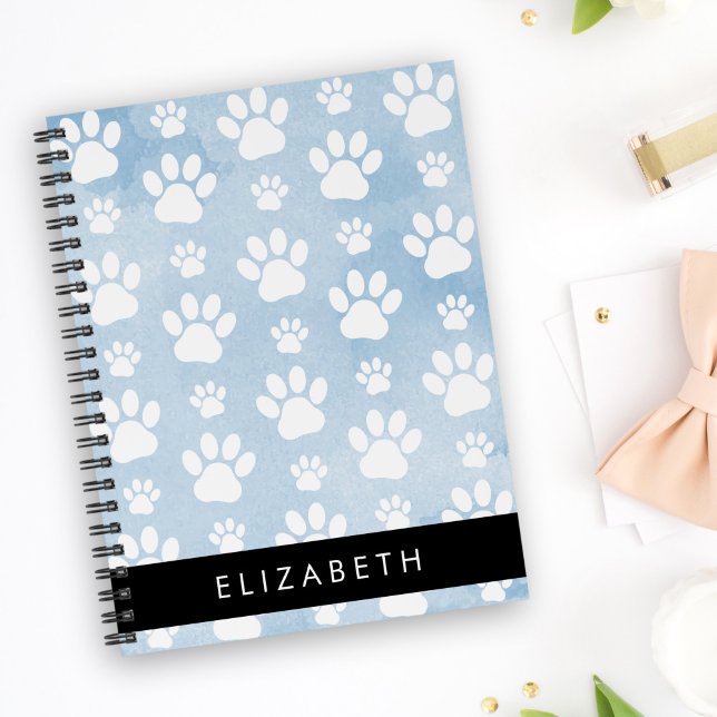 Dog Paws, White Paws, Blue Watercolors, Your Name Planner (Creator Uploaded)