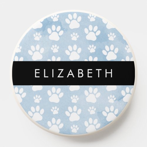 Dog Paws White Paws Blue Watercolors Your Name PopSocket