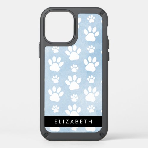 Dog Paws White Paws Blue Watercolors Your Name Speck iPhone 12 Case
