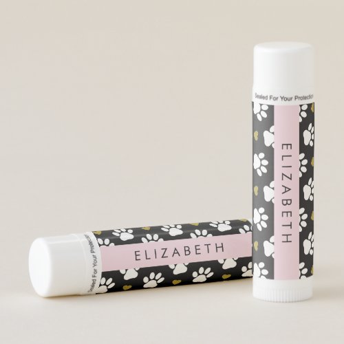 Dog Paws White Paws Gold Hearts Your Name Lip Balm