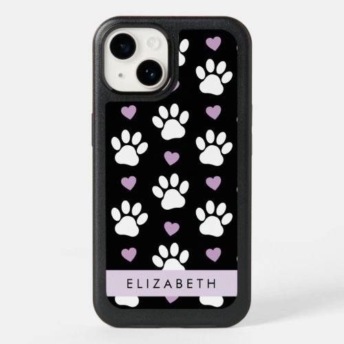 Dog Paws White Paws Lilac Hearts Your Name OtterBox iPhone 14 Case