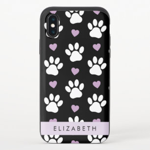 Dog Paws, White Paws, Lilac Hearts, Your Name iPhone X Slider Case