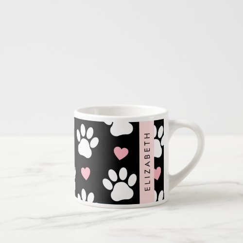 Dog Paws White Paws Pink Hearts Your Name Espresso Cup