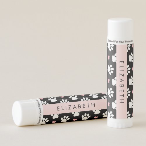 Dog Paws White Paws Pink Hearts Your Name Lip Balm