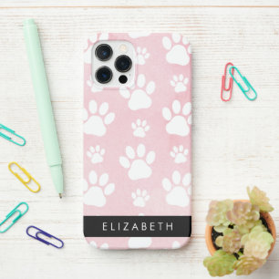 Dog Paws, White Paws, Pink Watercolors, Your Name iPhone 12 Pro Case